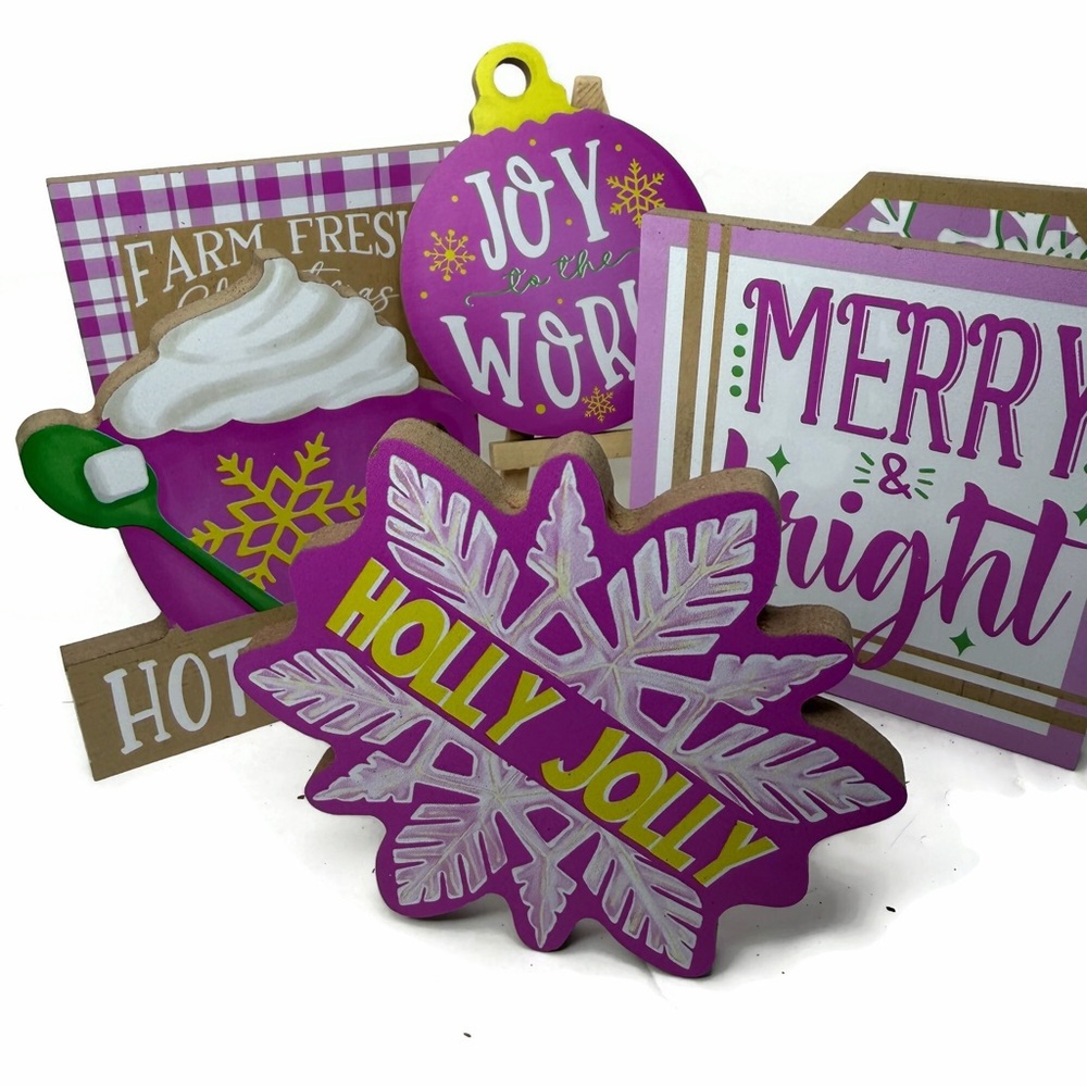 Festive Holiday Tiered Tray Decor Lot 10 Pieces